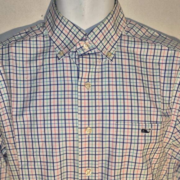 Vineyard Vines button-front shirt, white=blue-green-orange stripes, small  NWOT - Picture 1 of 16